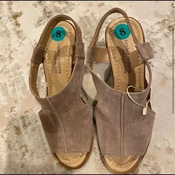 Sophia Milano genuine leather open toe Wedges - Picture 2 of 6